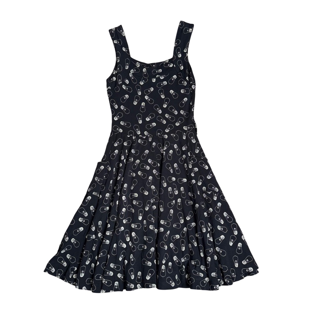 Effie's Heart Lightbulb Print Dress Women Size S Black Excellent Fit and Flare